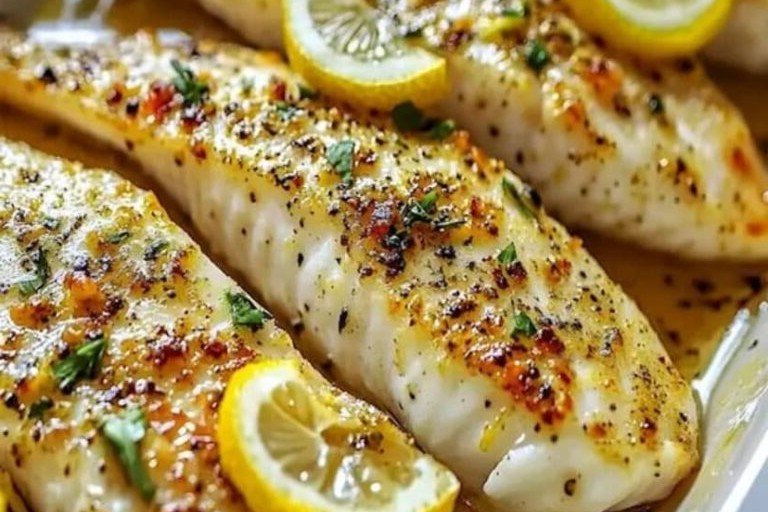 Baked Cod with Lemon Butter Sauce