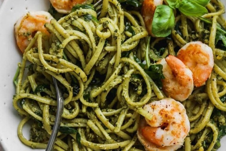 Pesto Shrimp Linguine