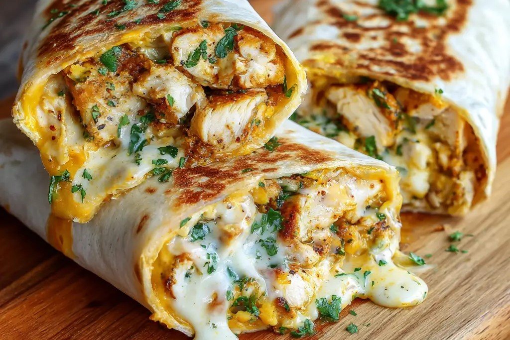 Cheesy Garlic Chicken Wraps