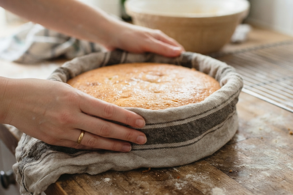 Wrap the Pan in a Warm, Damp Cloth