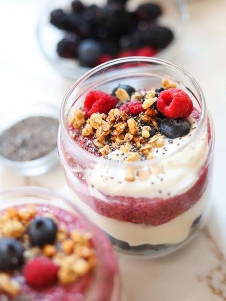 1. Berry Chia Protein Parfait
