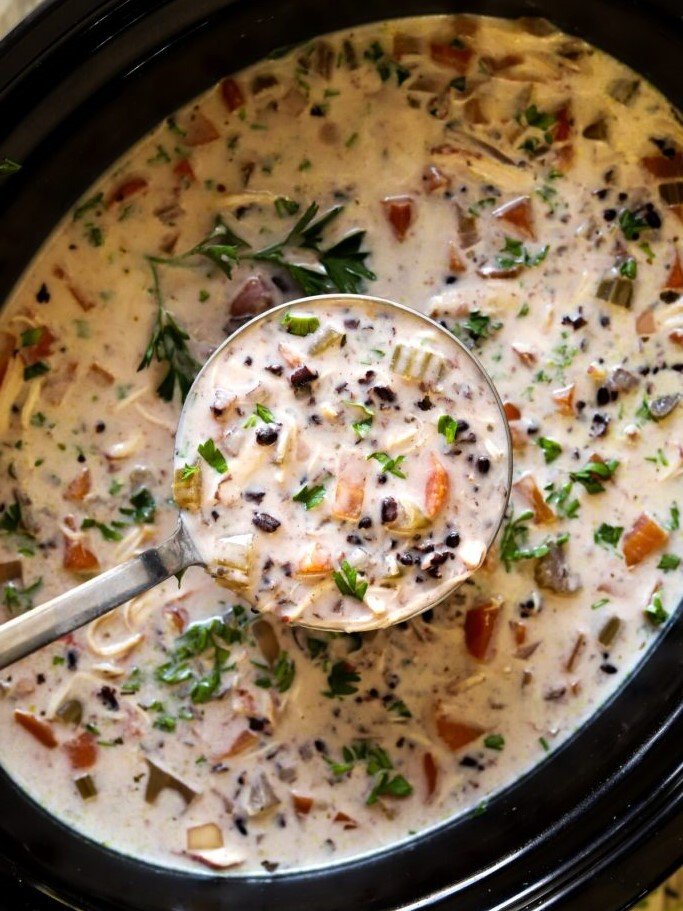 15. Creamy Crockpot Chicken Black Rice Soup