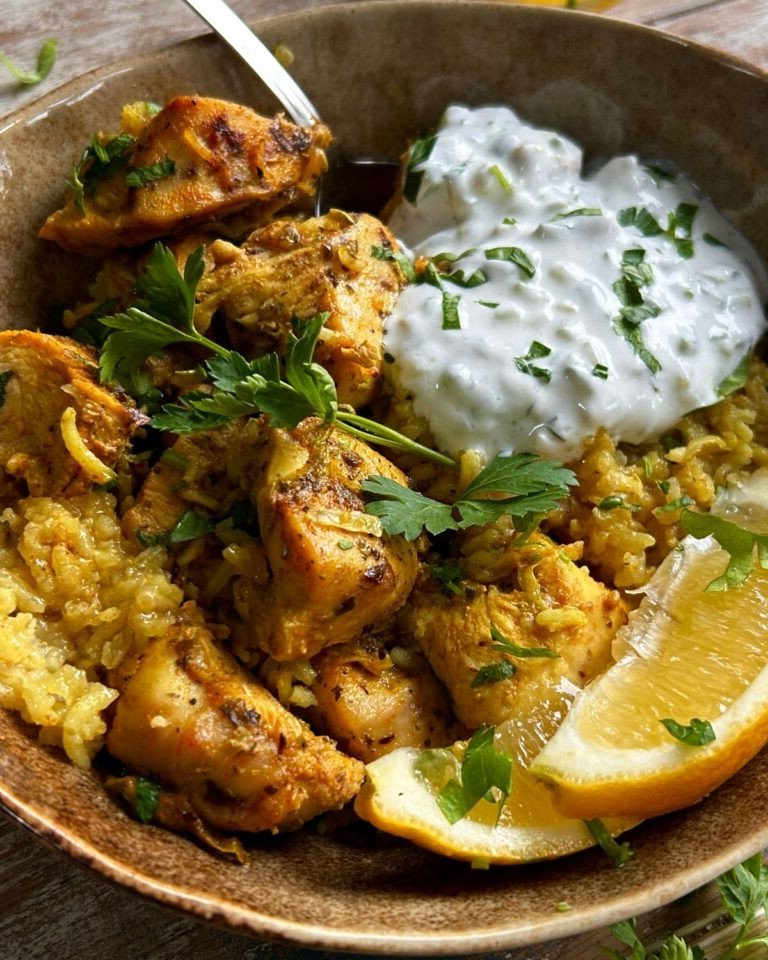 6. Dump and Bake Chicken Tzatziki and Rice