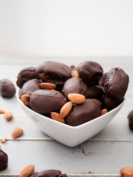 Chocolate Covered Dates with Almonds