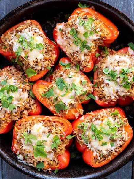 5. Dump-and-Bake Turkey Stuffed Peppers