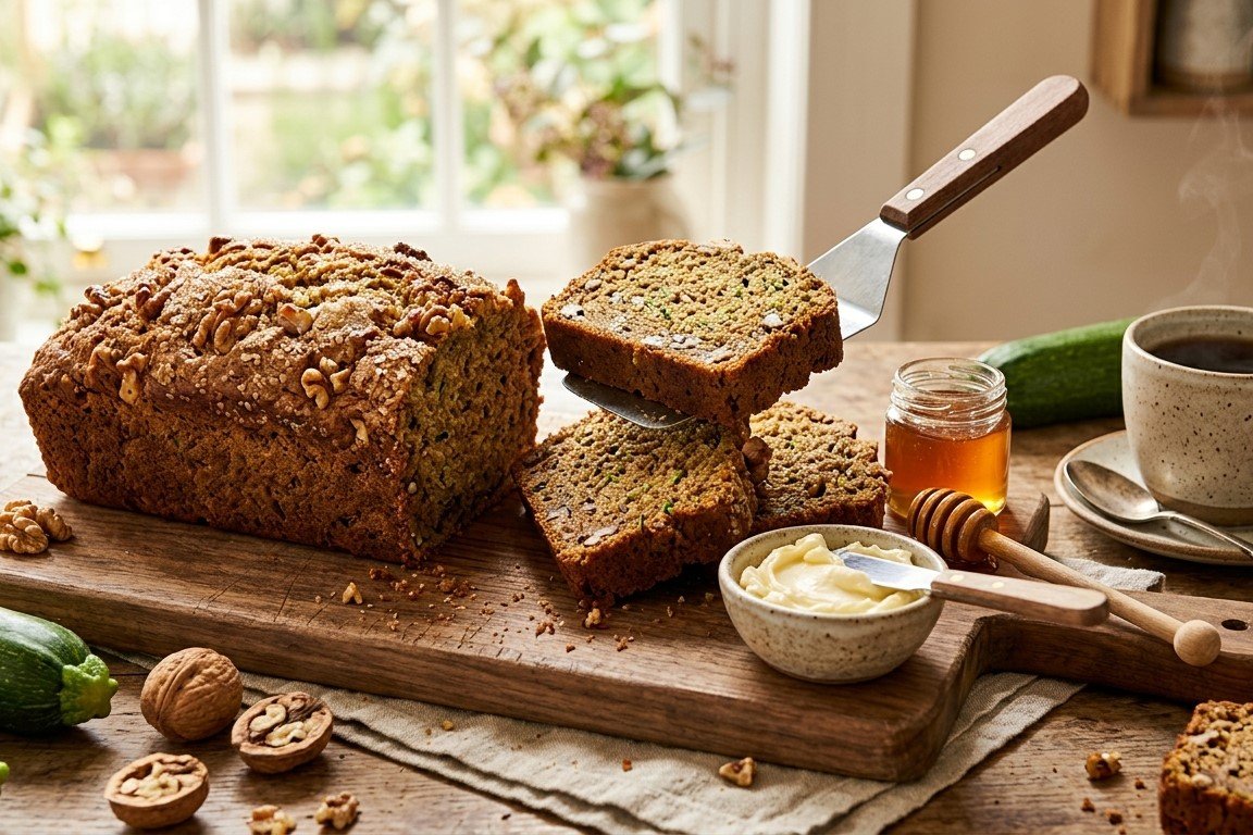 Healthy Zucchini Bread with Olive Oil and Walnuts