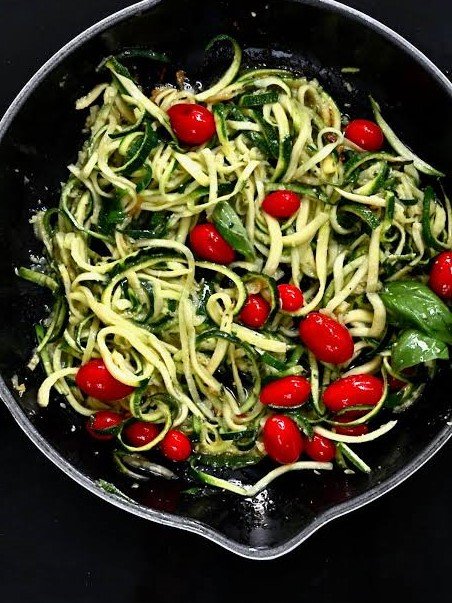 Zucchini Noodle Pesto Salad (No-Blanch Zoodles)