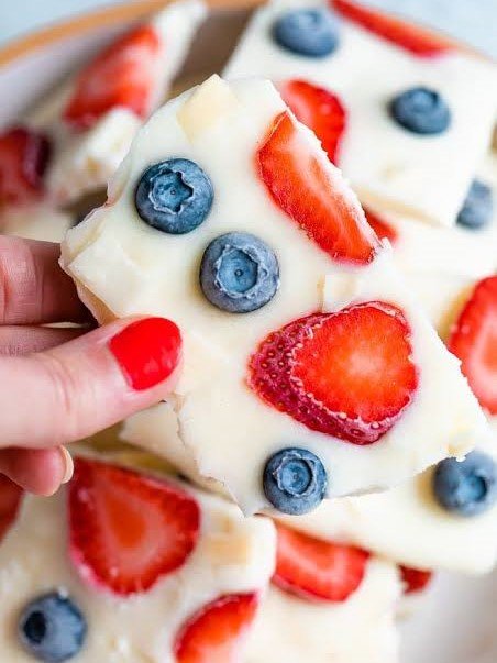 7. Frozen Yogurt Bark (Dessert or Snack)