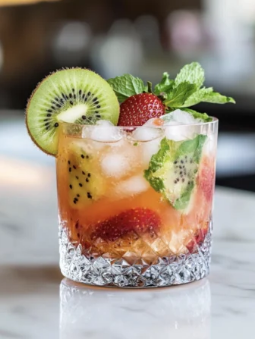 Kiwi and Strawberry Smash Mocktail