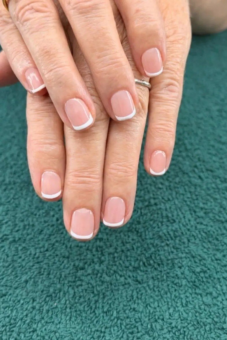 Classic White French Tips - short French nails for women over 60