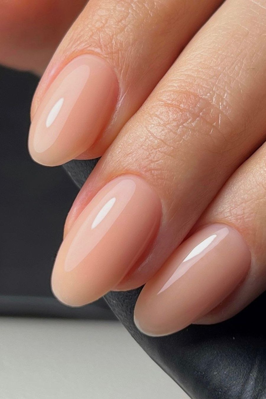 Milky Beige Nude Medium Oval - elegant nude nail design for women over 60