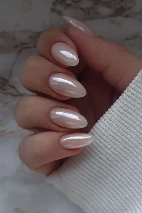 Natural Nude Short Oval Nails - flattering nail polish shade that hides veins for women over 50