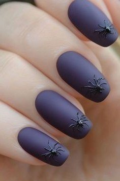 Matte purple starburst nails, fall nail design for women over 60