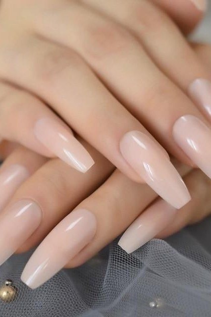 Soft Pink Coffin Nails - nude nail art idea for women over 40