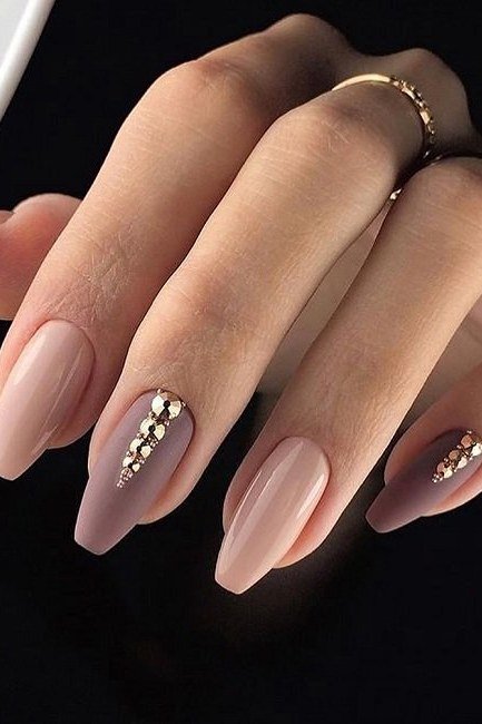 Mauve Nails with Crystal Accent for women over 60