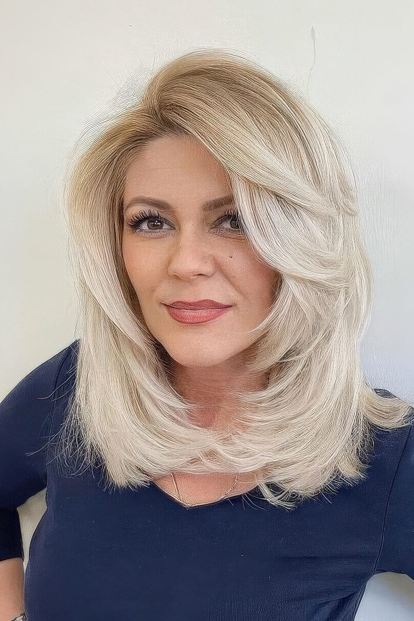 Platinum Blonde Butterfly Layers - butterfly cut hairstyle for women over 60