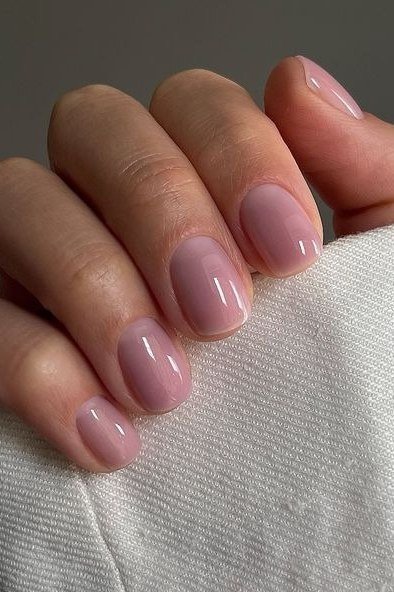 Mauve Nude Round - short nail design for women over 60 that makes nails look longer