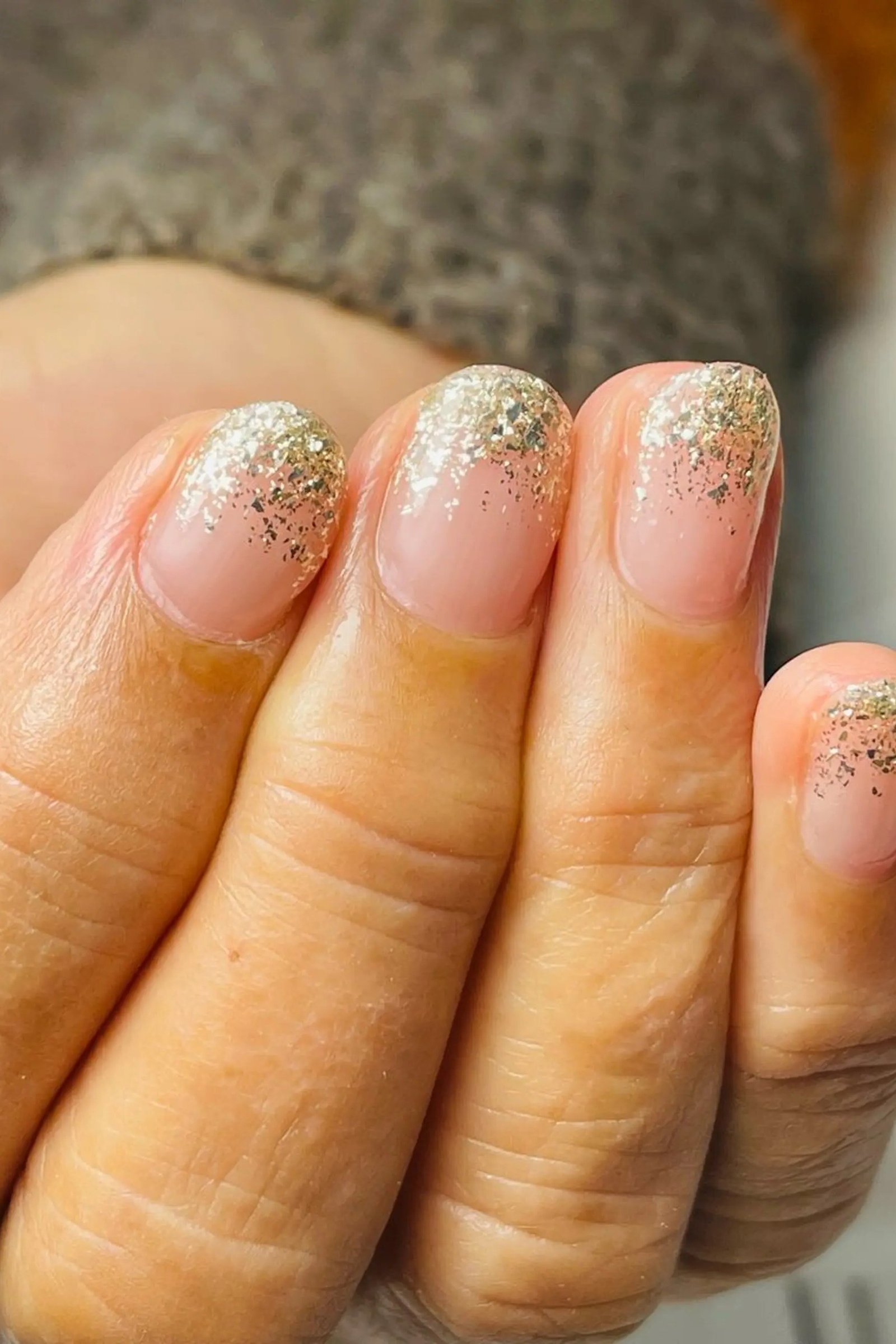 Gold Glitter Fade Nails nail design for women over 40