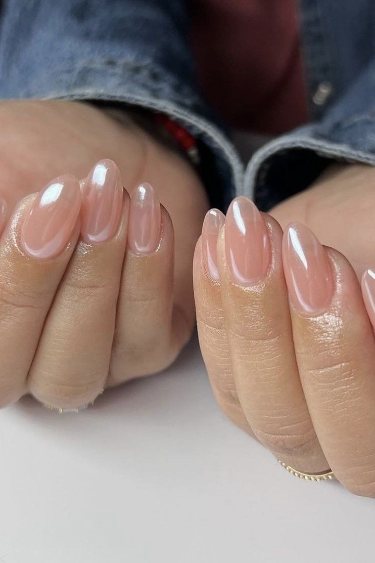 Warm Golden Nude Nails - flattering nail polish shade that hides veins for women over 50