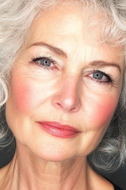 Soft white wavy pixie hairstyle for older women