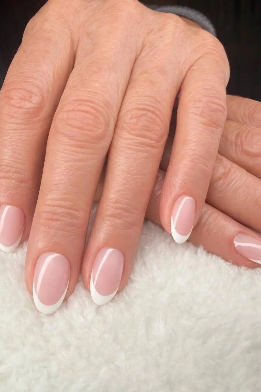 Soft Pink French - short French nails for women over 60