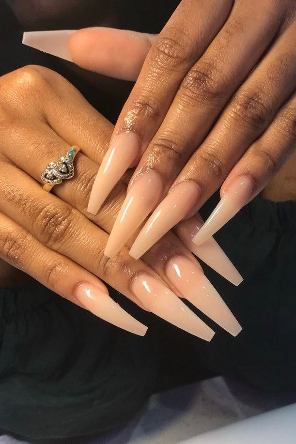 Deep Skin Nude Stilettos - nude nail art idea for women over 40