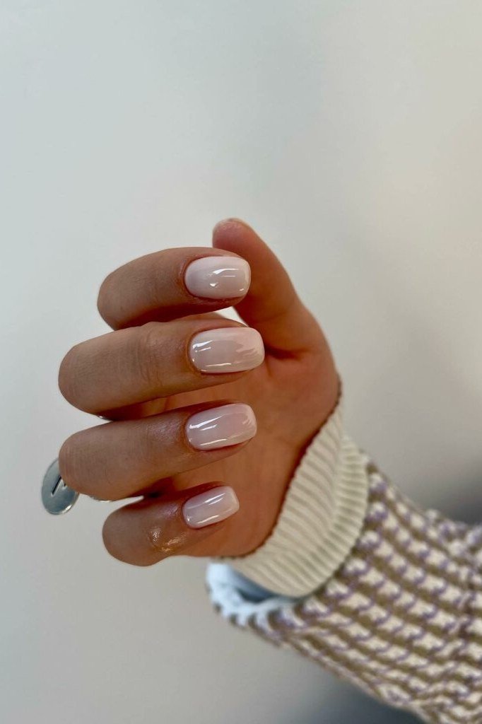 Micro French on Short Oval - short nail design for women over 60 that makes nails look longer
