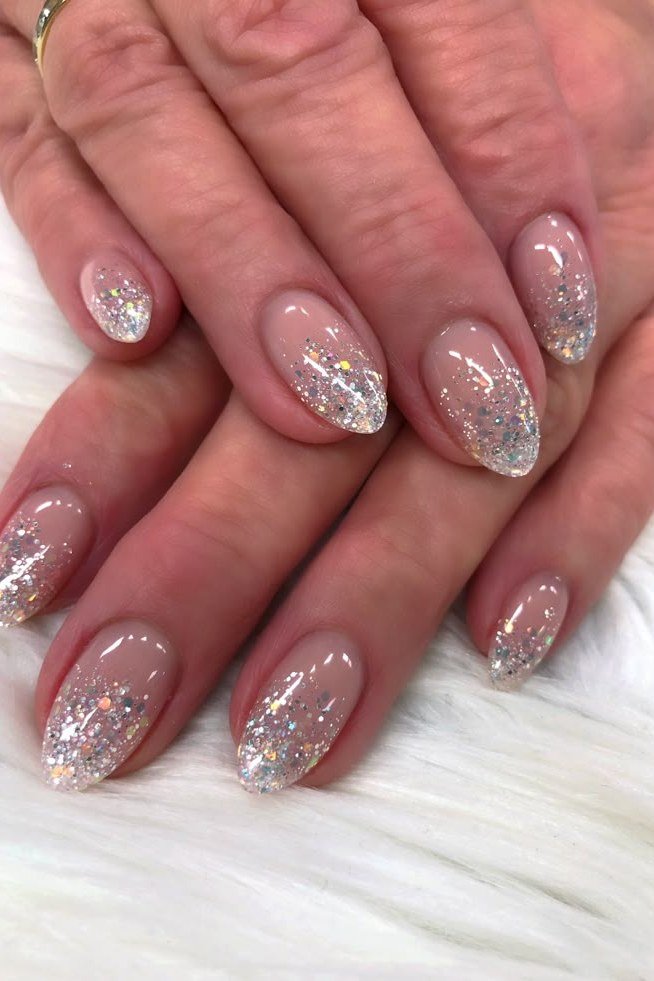 Silver Glitter Ombre Nails nail design for women over 40