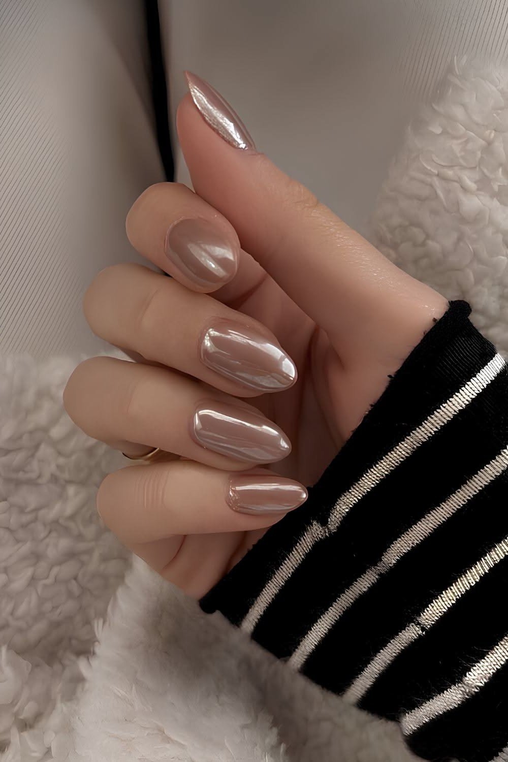 Nude Short Squoval Nails - flattering nail polish shade that hides veins for women over 50
