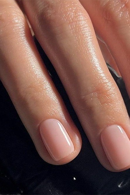 Beige Nude Medium on Mature Hands - elegant nude nail design for women over 60