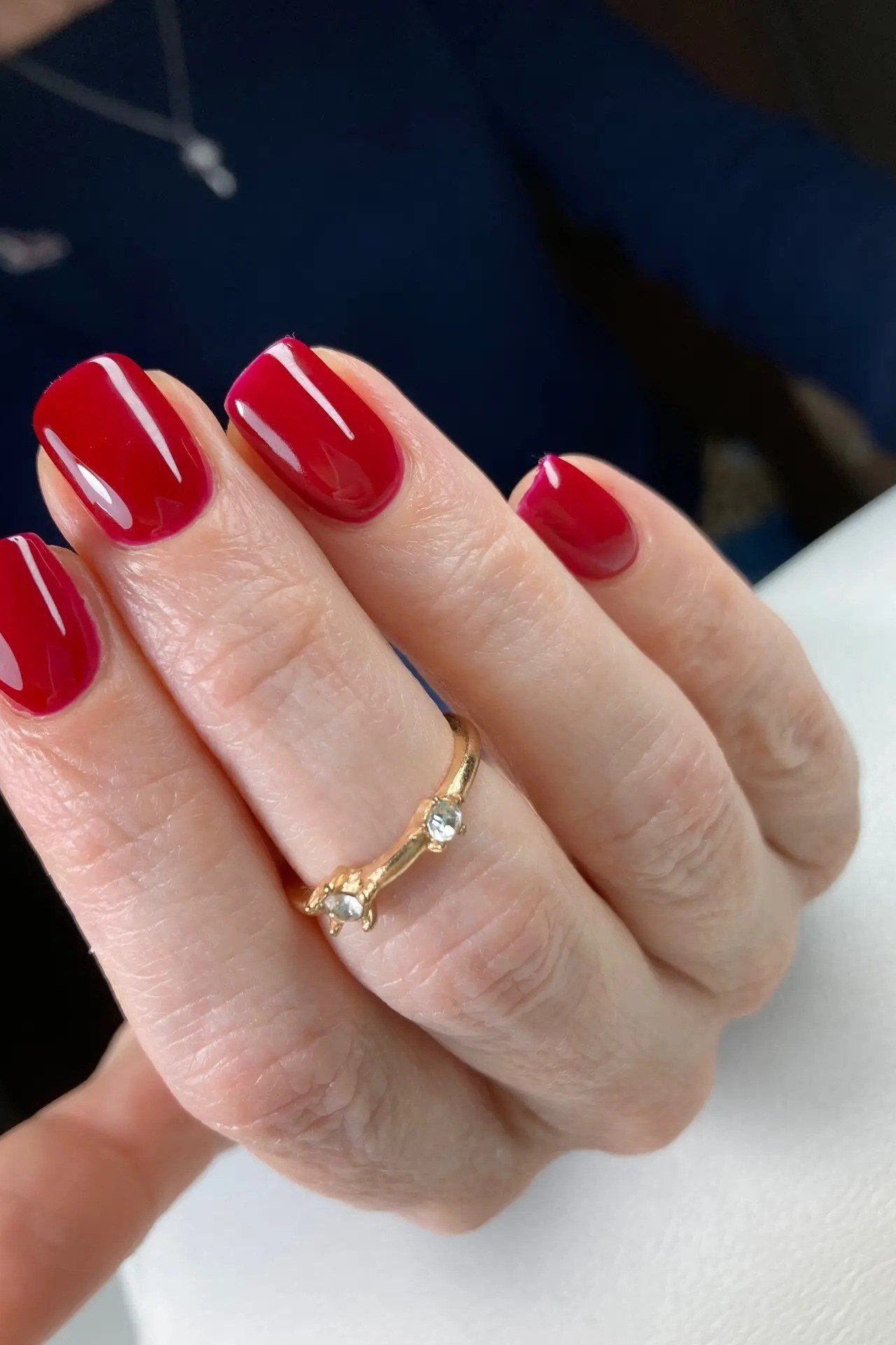 True Red Short Square Nails - old money fall nail color for women over 40