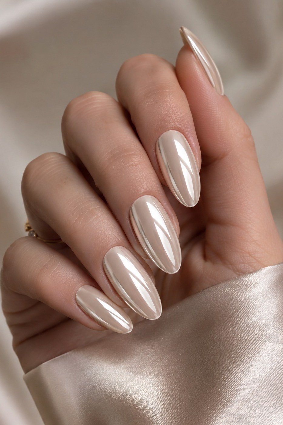 Long White Pearl Chrome - chrome nail designs for women over 60