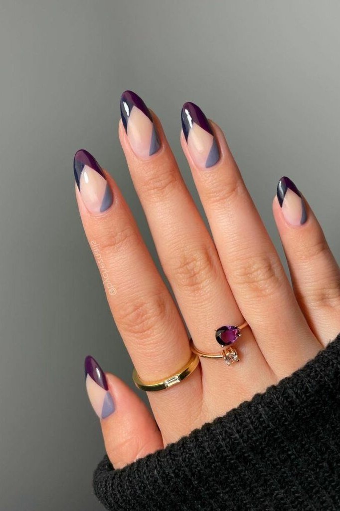 mauve french tips, black sweater