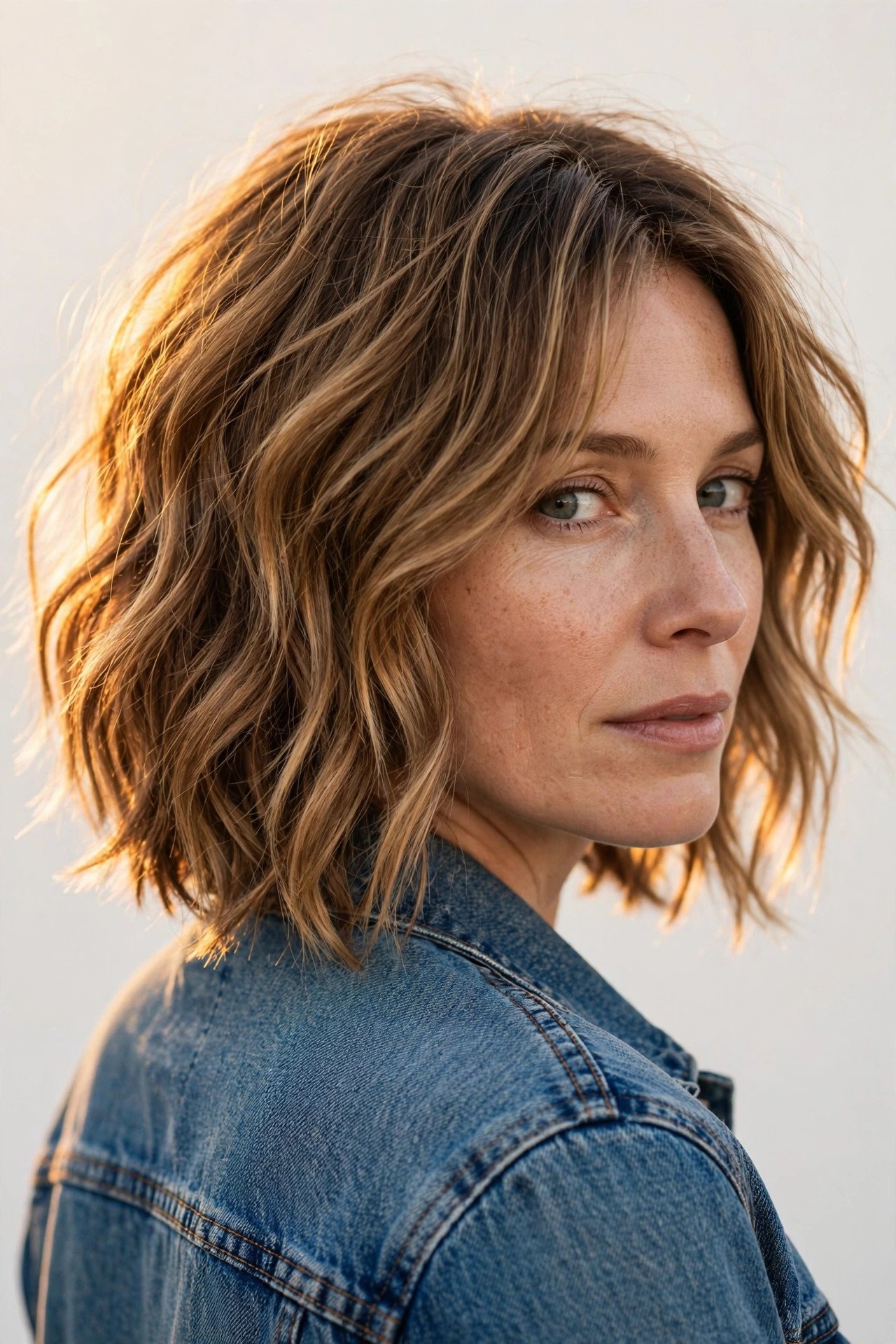 Wavy shaggy bob with soft texture