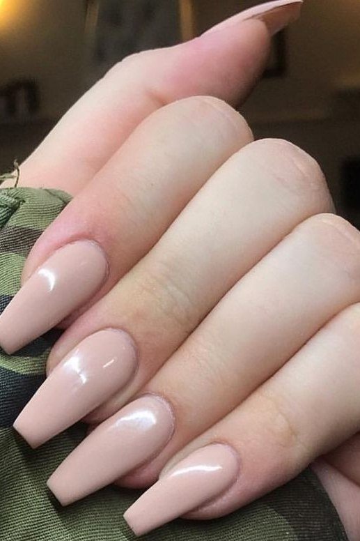 Mid-Length Coffin Nudes - nude nail art idea for women over 40