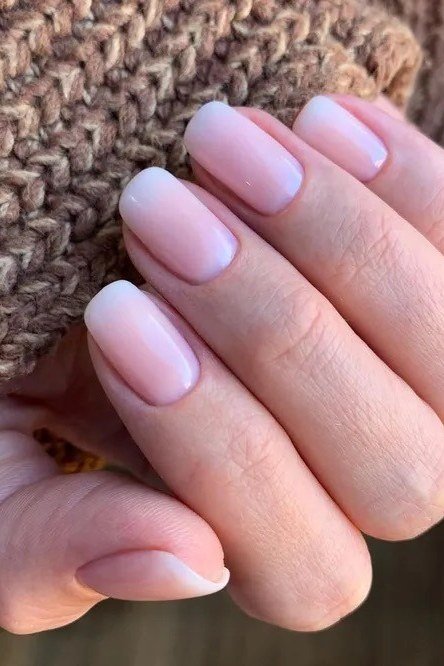 Soft Pink Glossy Almond Nails for women over 60
