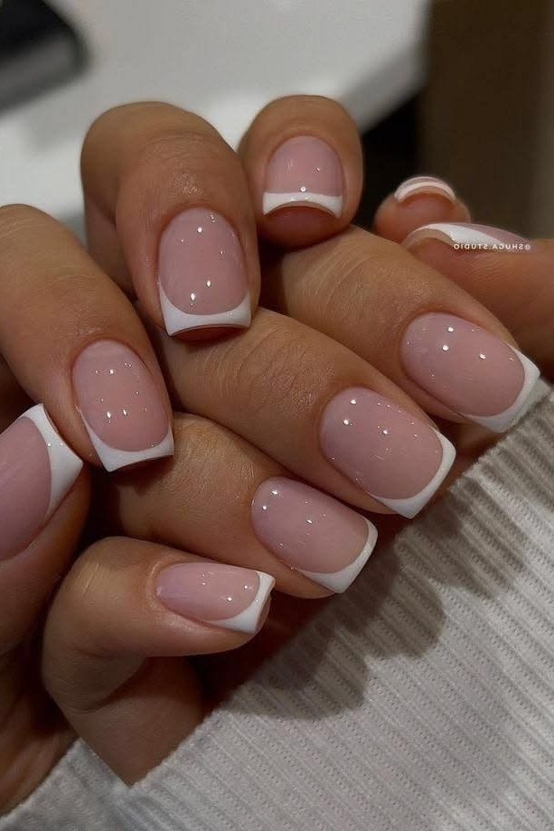 Sheer Nude Rounded - short nail design for women over 60 that makes nails look longer