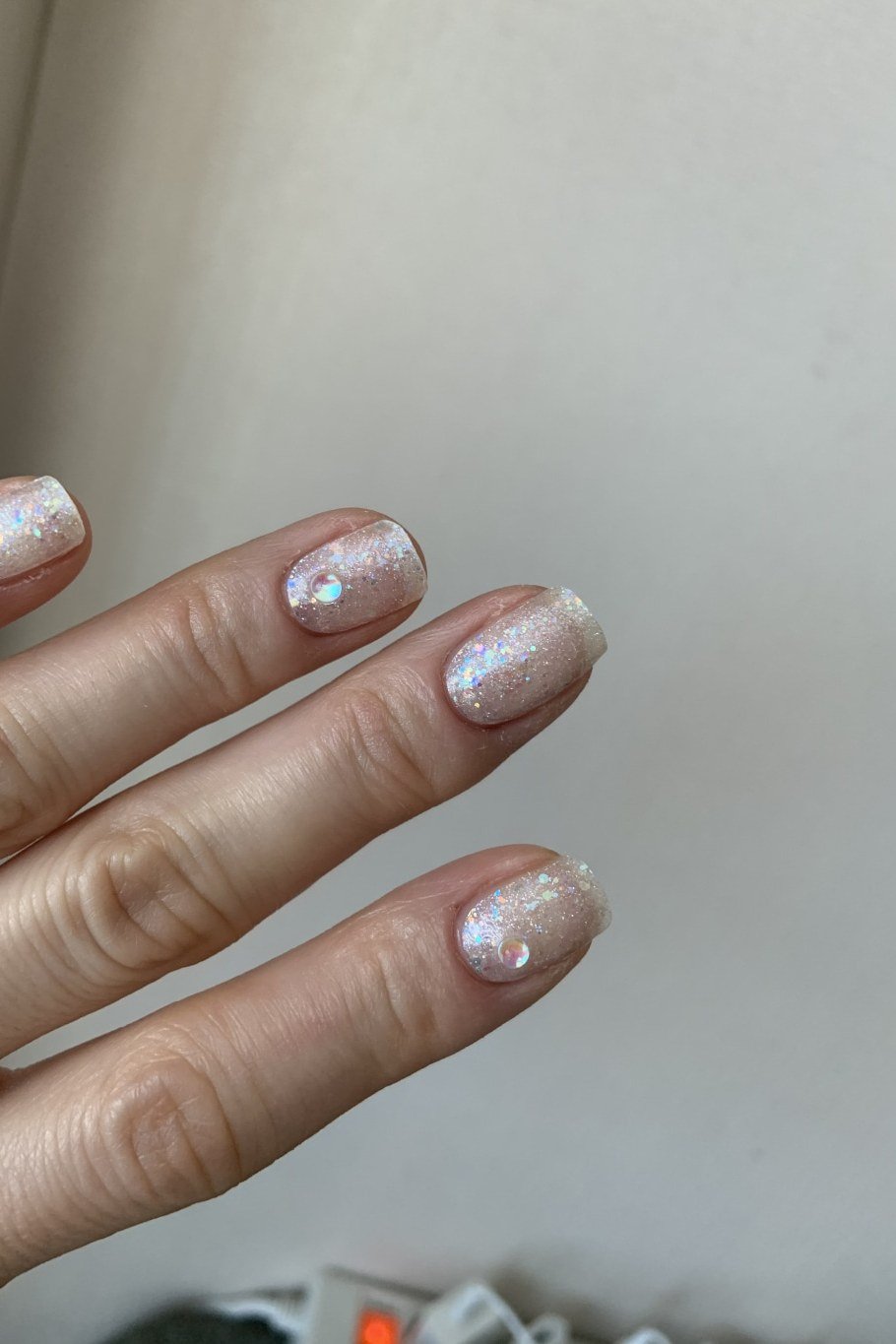 Opal Shimmer Short Nails nail design for women over 40