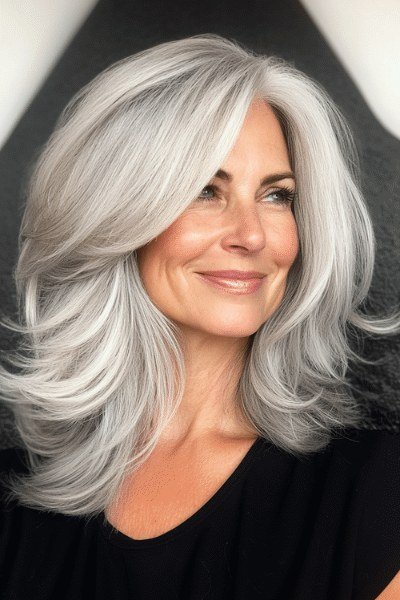 Feathered Layers From Every Angle, layered hairstyle for women over 70