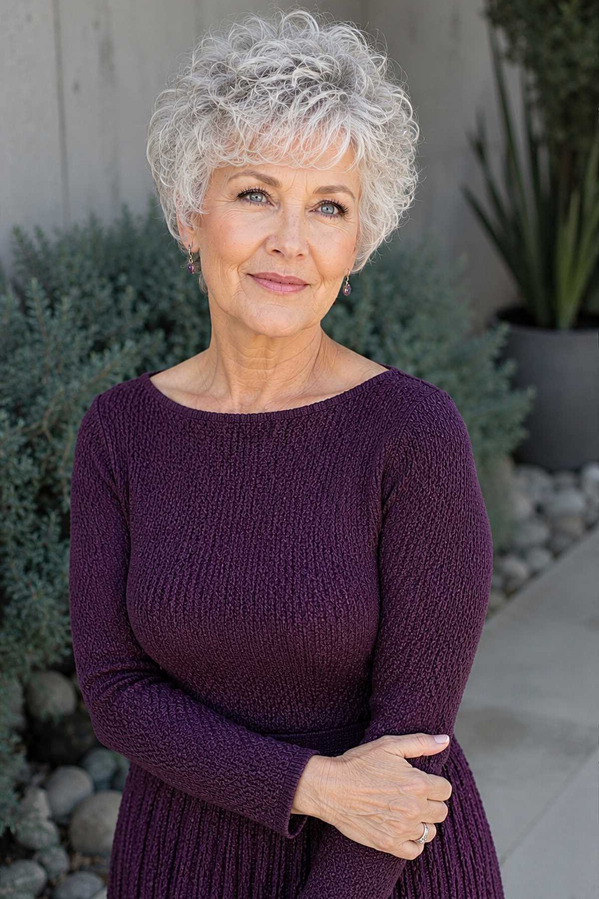 Easy white curly crop for women over 50