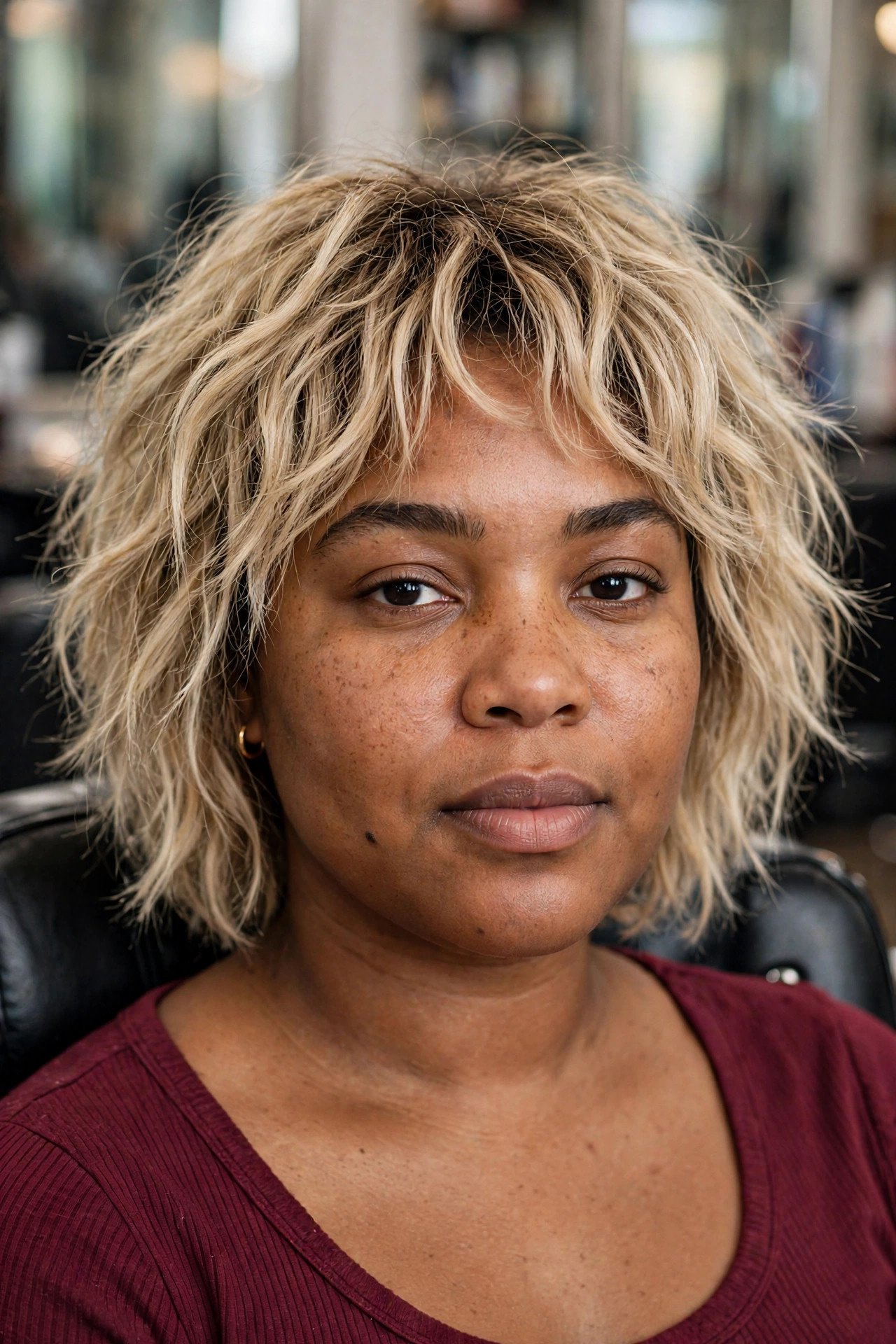 Tousled shaggy bob with air-dried texture
