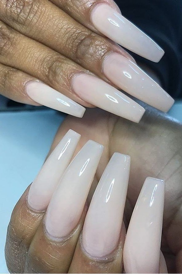 White to Nude Ombre Nails - nude nail art idea for women over 40