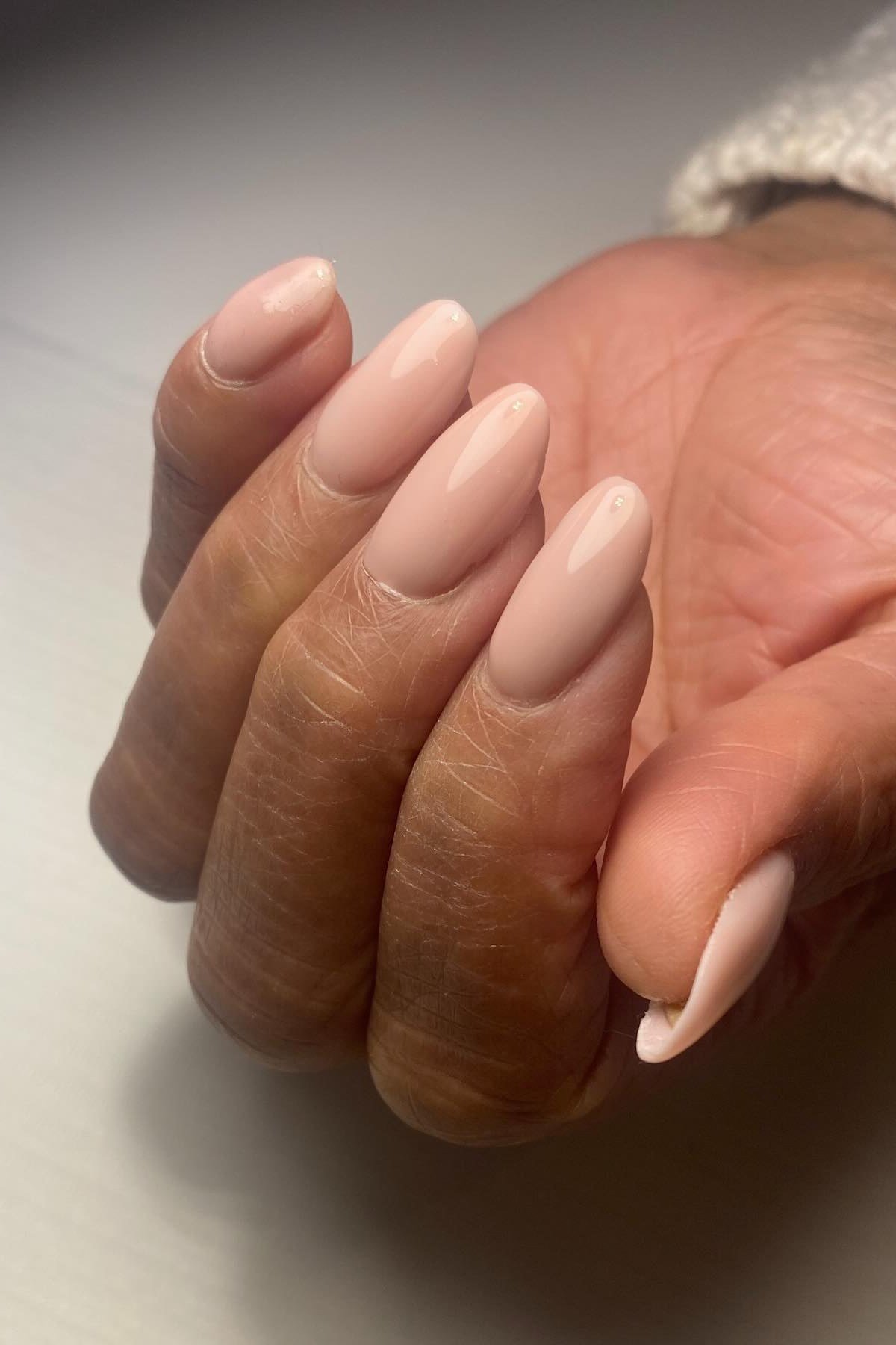 Beige Almond Nails, nail color idea for women over 60