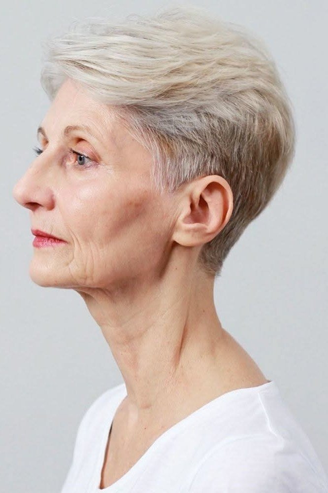 Classic white pixie haircut for women over 50