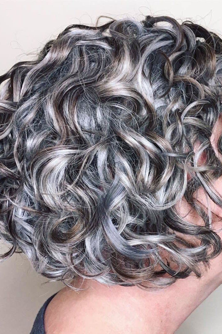Dark-Silver Curly Bob - short curly hairstyle for women over 60