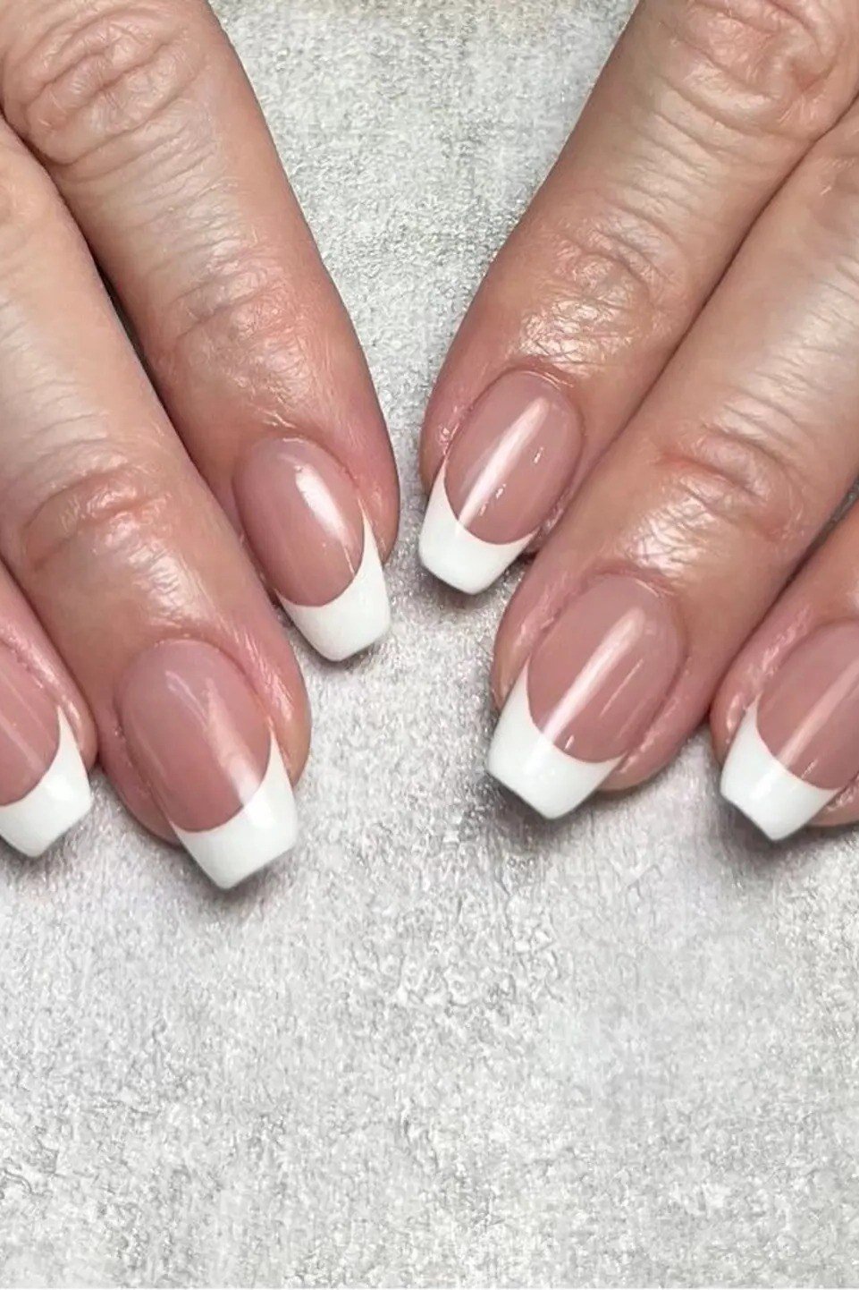 Two-Hand French - short French nails for women over 60