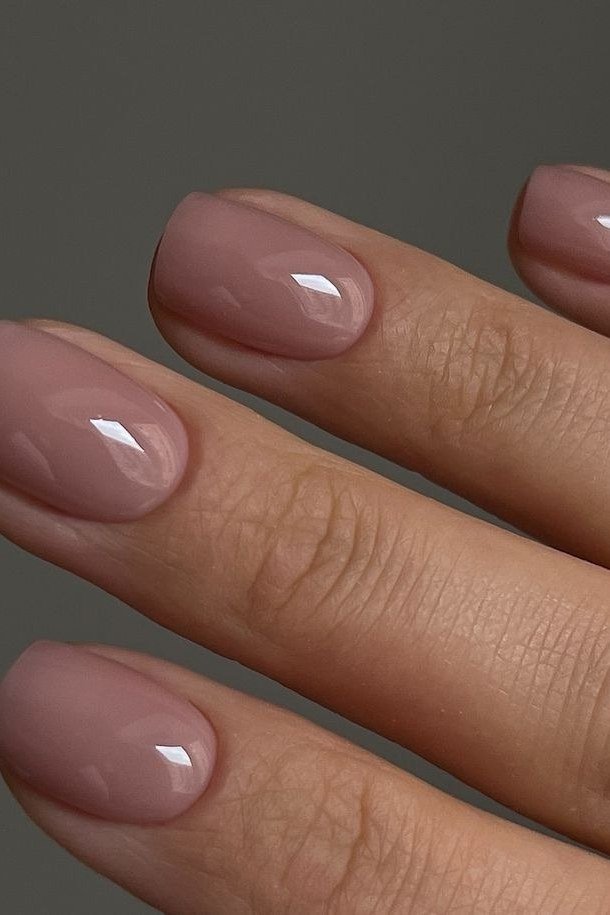 Mauve Taupe Nude Short - elegant nude nail design for women over 60