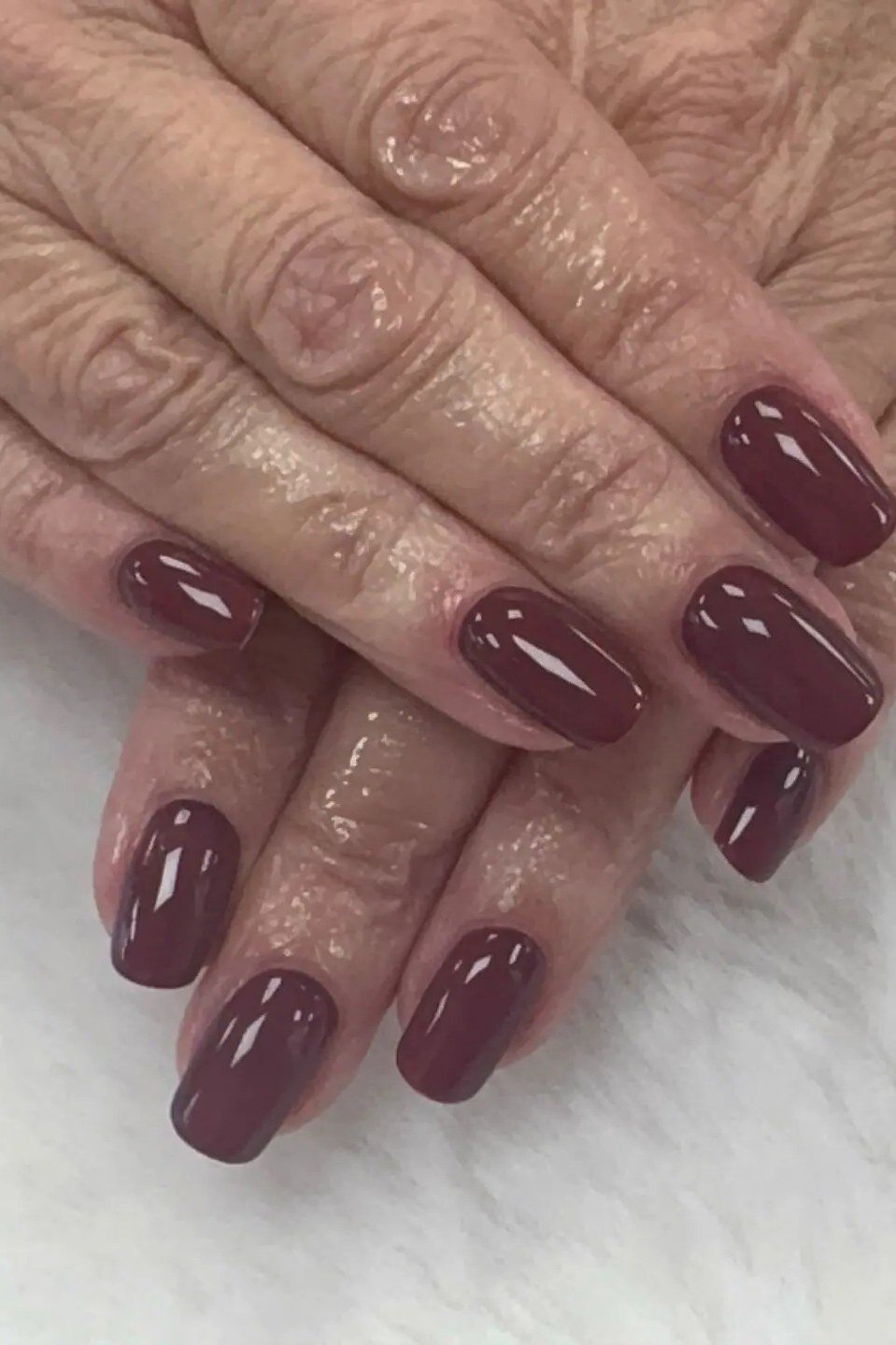 Berry Plum Short Oval Nails - winter nail trend for older women over 70