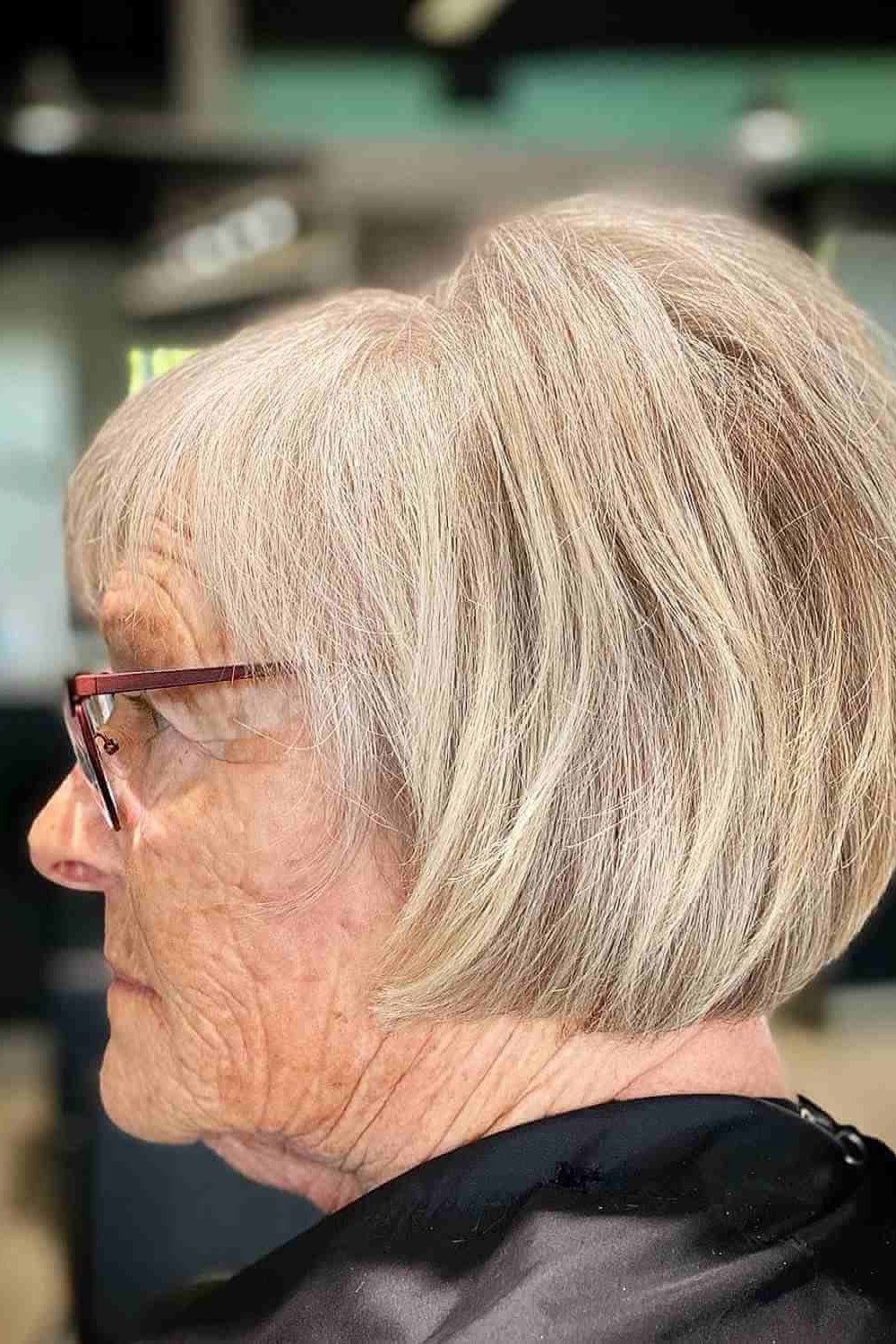 Silver Rounded Bob for a Polished Look, medium hairstyle for women over 70