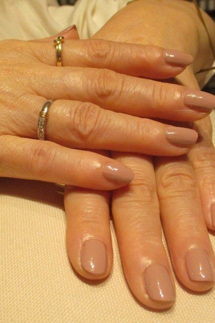 Warm Tan Nude Nails, understated glam nail color for women over 60